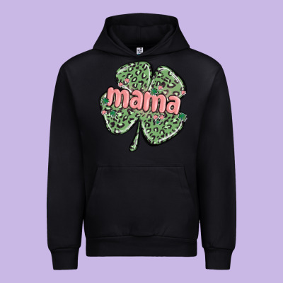 Leopard Shamrock Mama Urban Hoodie Designed By Maliassmallbusiness