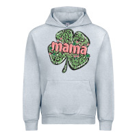 Heather Grey leopard shamrock mama Urban Hoodie - MaliasSmallBusiness