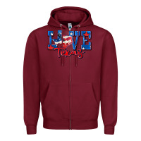 Burgundy love texas map Zipper Hoodie - Zillion Design Studio