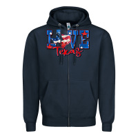 Navy love texas map Zipper Hoodie - Zillion Design Studio