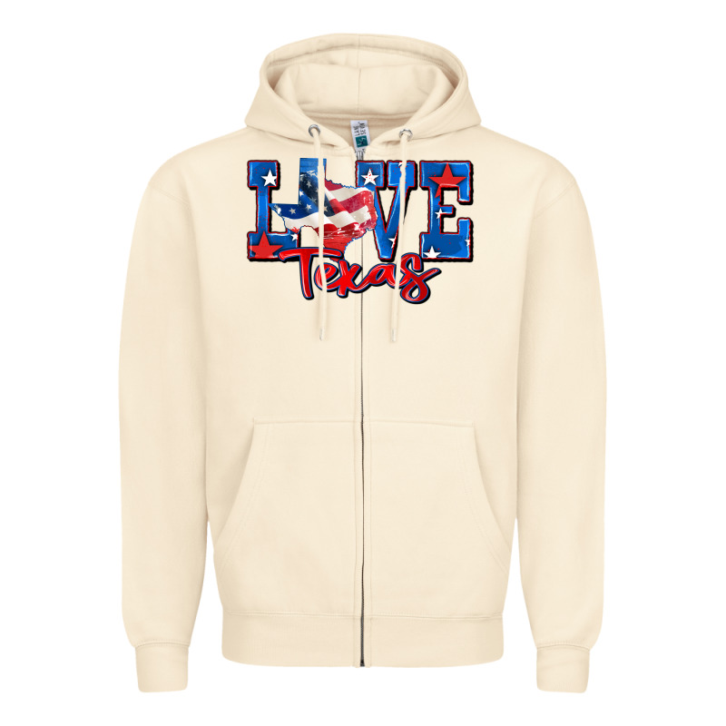 Love Texas Map Zipper Hoodie by Zillion Design Studio | Teevron