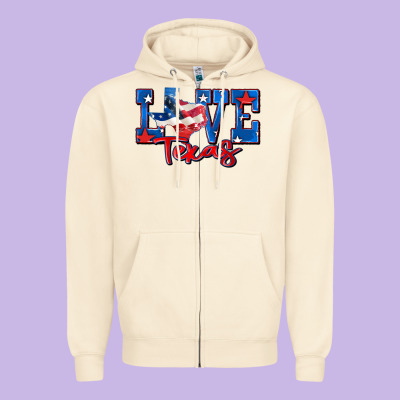 Love Texas Map Zipper Hoodie Designed By Zillion Design Studio
