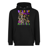 Black bead up bitches it's mardi gras skeleton Heavyweight Hoodie - FaDigitalArtStudio