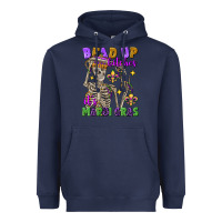 Navy bead up bitches it's mardi gras skeleton Heavyweight Hoodie - FaDigitalArtStudio
