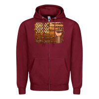 Burgundy American melanin flag Zipper Hoodie - texasbilliewilder