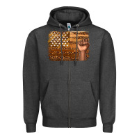 Charcoal Heather American melanin flag Zipper Hoodie - texasbilliewilder