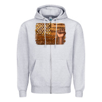 Heather Grey American melanin flag Zipper Hoodie - texasbilliewilder