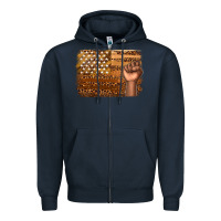 Navy American melanin flag Zipper Hoodie - texasbilliewilder