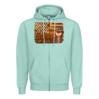 Seafoam American melanin flag Zipper Hoodie - texasbilliewilder