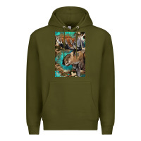 Army Green Western Camo Moose Premium Hoodie - LillyAllenDesigns