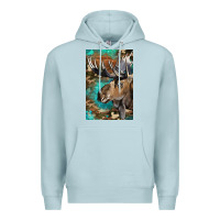 Blue Mist Western Camo Moose Premium Hoodie - LillyAllenDesigns