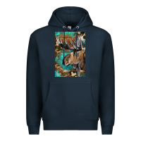 Navy Western Camo Moose Premium Hoodie - LillyAllenDesigns