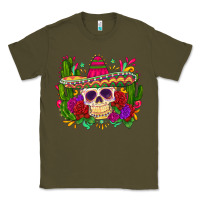 Army Green mexican skull Classic Tee - Zillion Design Studio