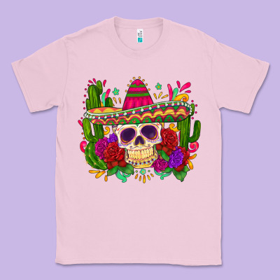 Mexican Skull Classic Tee Designed By Zillion Design Studio