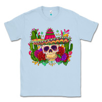 Dusty Blue mexican skull Classic Tee - Zillion Design Studio