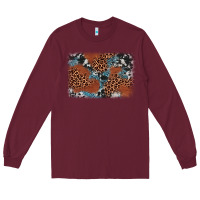 Burgundy leopard cowhide background Long Sleeve Tee - BarkalooDesign