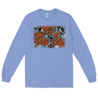 Colony Blue leopard cowhide background Long Sleeve Tee - BarkalooDesign