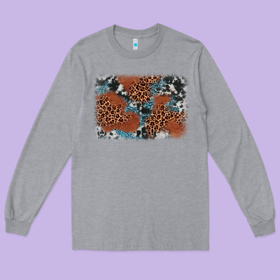 Leopard Cowhide Background Long Sleeve Tee Designed By Barkaloodesign