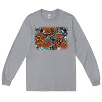 Heather Grey leopard cowhide background Long Sleeve Tee - BarkalooDesign