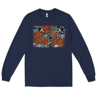 Navy leopard cowhide background Long Sleeve Tee - BarkalooDesign