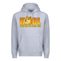 Heather Grey hodl hold on for dear life dogecoin Premium Hoodie - Jasminsmagicworld