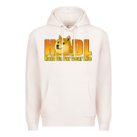 Pale Pink hodl hold on for dear life dogecoin Premium Hoodie - Jasminsmagicworld