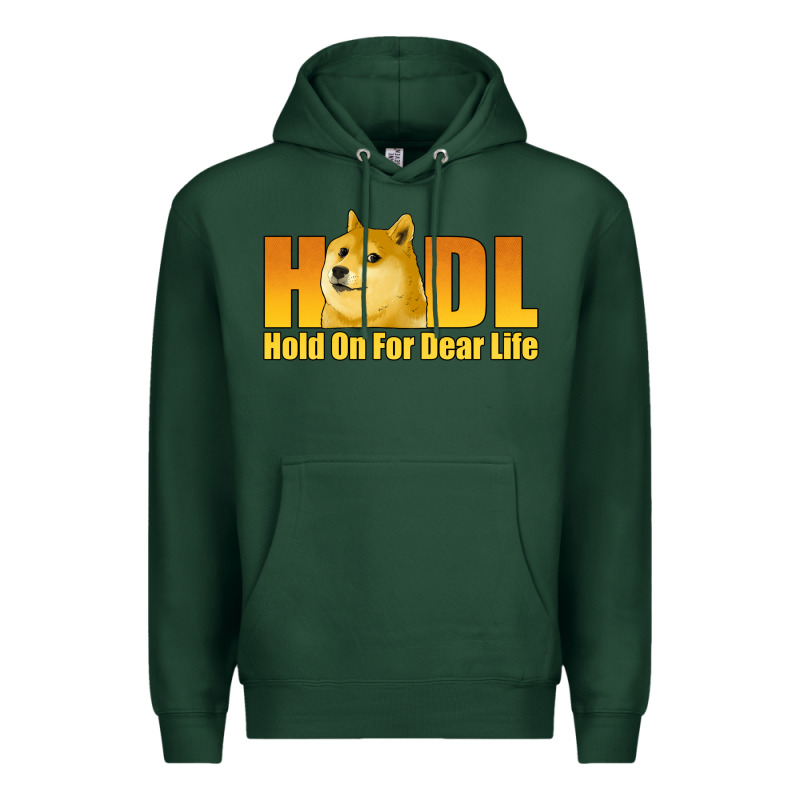 Hodl Hold On For Dear Life Dogecoin Premium Hoodie by Jasminsmagicworld | Teevron