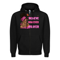 Black afro woman bun and religion faith prayer Zipper Hoodie - texasbilliewilder