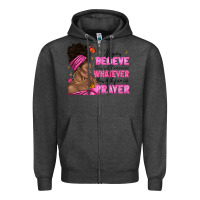 Charcoal Heather afro woman bun and religion faith prayer Zipper Hoodie - texasbilliewilder