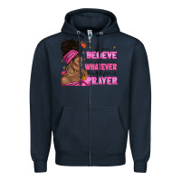 Navy afro woman bun and religion faith prayer Zipper Hoodie - texasbilliewilder