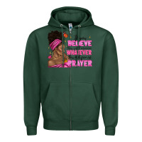 Sports Green afro woman bun and religion faith prayer Zipper Hoodie - texasbilliewilder