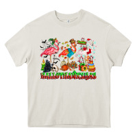 Cream happy hallothanksmas flamingo Heavy Core Tee - CowhideDigitalArt
