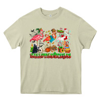 Mossy happy hallothanksmas flamingo Heavy Core Tee - CowhideDigitalArt