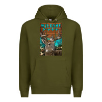 Army Green Western Buck Deer Garden Premium Hoodie - LillyAllenDesigns