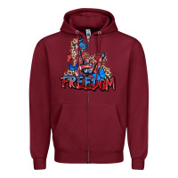 Burgundy freedom rock hand Zipper Hoodie - Zillion Design Studio