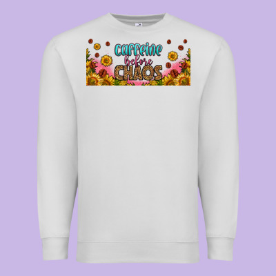 Caffeine Before Chaos 16oz Libbey Cup Premium Sweatshirt Designed By Hra Design Shop