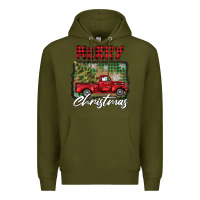 Army Green merry christmas truck Premium Hoodie - BarkalooDesign