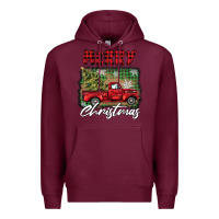 Burgundy merry christmas truck Premium Hoodie - BarkalooDesign