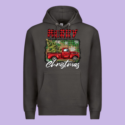 Merry Christmas Truck Premium Hoodie Designed By Barkaloodesign