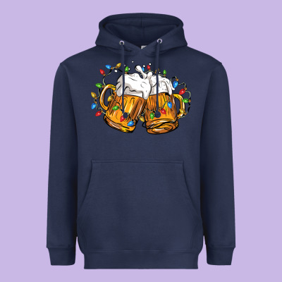 Beer With Christmas Lights Heavyweight Hoodie Designed By Fadigitalartstudio