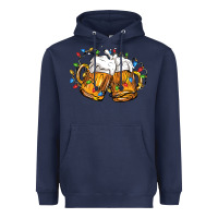 Navy beer with christmas lights Heavyweight Hoodie - FaDigitalArtStudio