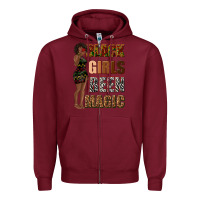 Burgundy black girls been magic Zipper Hoodie - texasbilliewilder