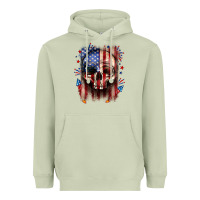 Matcha 4th of July skull American flag Heavyweight Hoodie - Neo Western