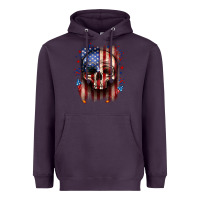 Plum 4th of July skull American flag Heavyweight Hoodie - Neo Western