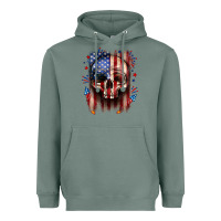 Sage 4th of July skull American flag Heavyweight Hoodie - Neo Western
