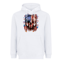 White 4th of July skull American flag Heavyweight Hoodie - Neo Western