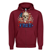 Burgundy born to be free skeleton Zipper Hoodie - Zillion Design Studio