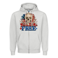 Dove Grey born to be free skeleton Zipper Hoodie - Zillion Design Studio