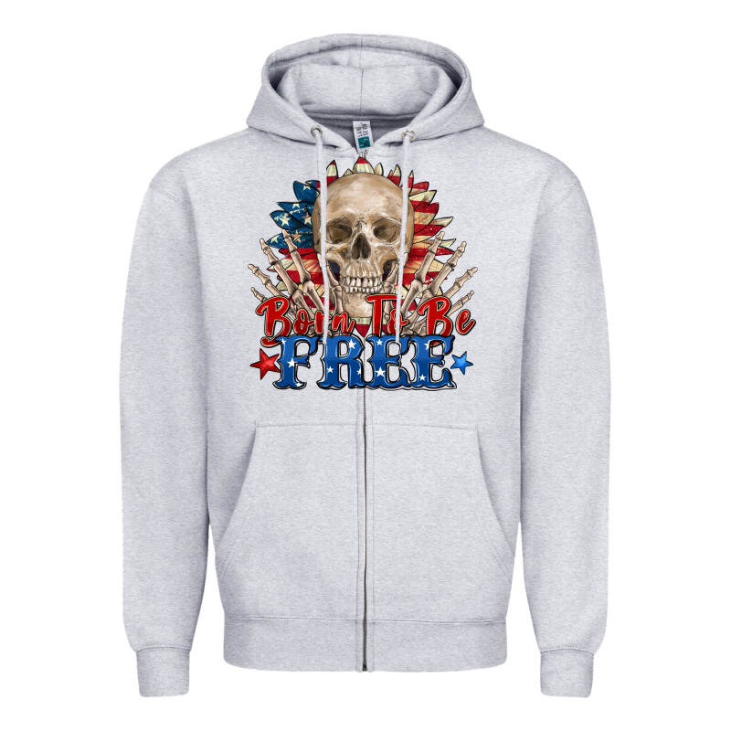 Born To Be Free Skeleton Zipper Hoodie by Zillion Design Studio | Teevron