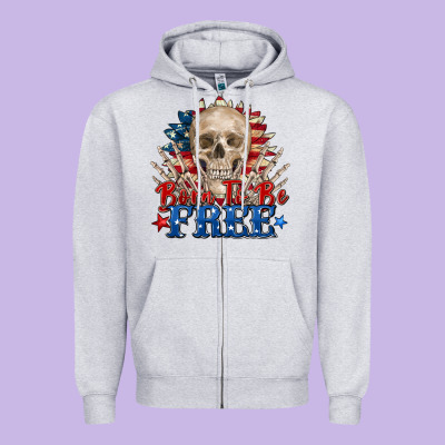 Born To Be Free Skeleton Zipper Hoodie Designed By Zillion Design Studio